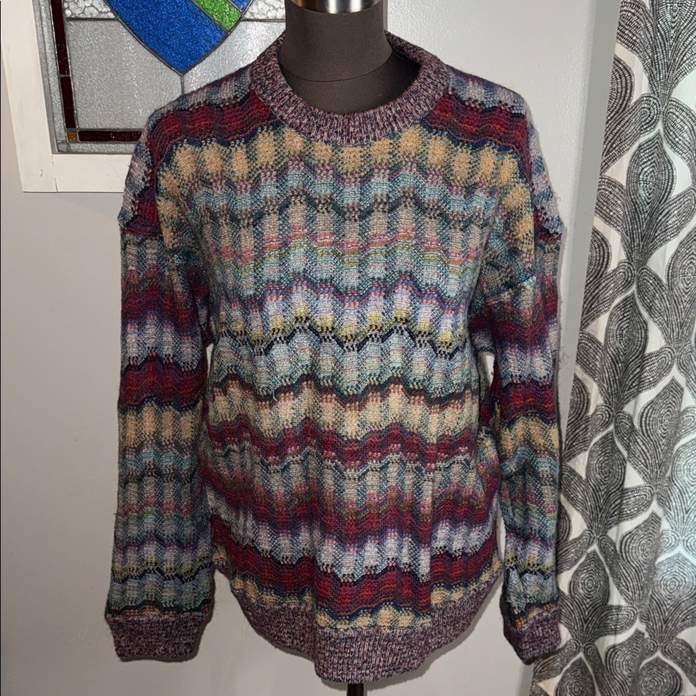 Nazareno Gabrielli Vintage Multicolor Crew Neck Sweater SZ Medium
